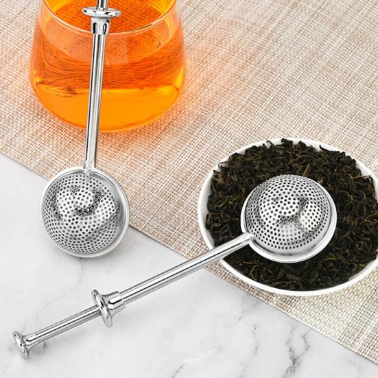 Stainless Steel Tea Strainer One Handed Operation Ball Shape Tea Filter Dual-Function Quick Sifting Flour Sifter for Baking Cakes And Spices
