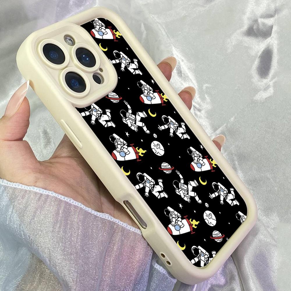 JT34 Астронавт Галактика Чехол для iPhone 17 16 Pro Max Samsung S26 S25 Ultra FE A17 A16 A07 Xiaomi 15T Redmi Note 14 Pro Plus Мягкий ТПУ Чехол
