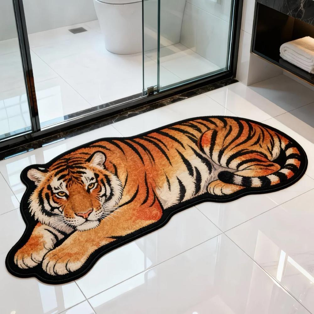 Anti-slip Tiger Carpet Rug 2D Flat Wolf Floor Mat New Lion Doormat Bedroom Bathroom