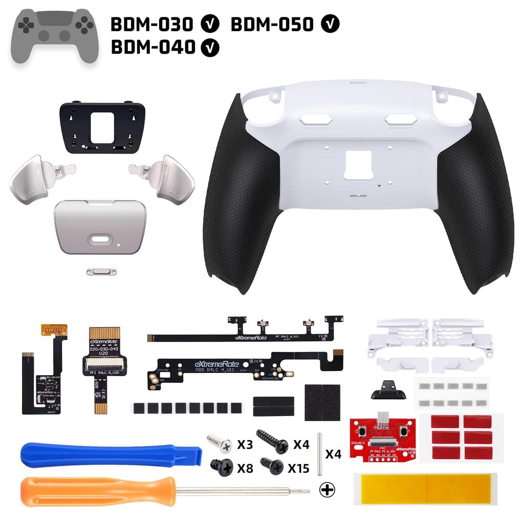 eXtremeRate RISE Plus MAX RMB Back Paddle Kit for PS5 Controllers 040 with Clicky Trigger Stops Rubber Remappable Real Metal Back Button Kit for PS5
