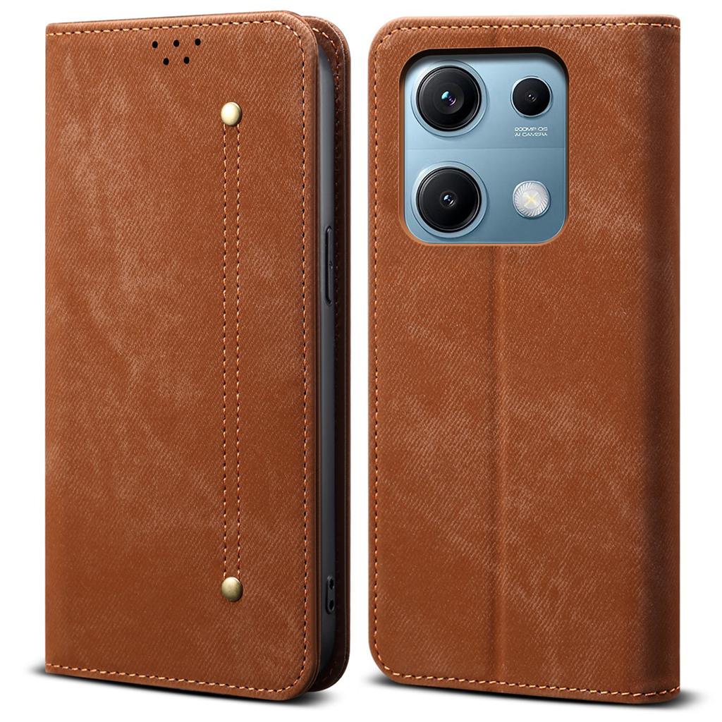 For Xiaomi Redmi Note 14S 4G Case Jeans Cloth Texture Anti-Scratch Leather Stand Phone Cover