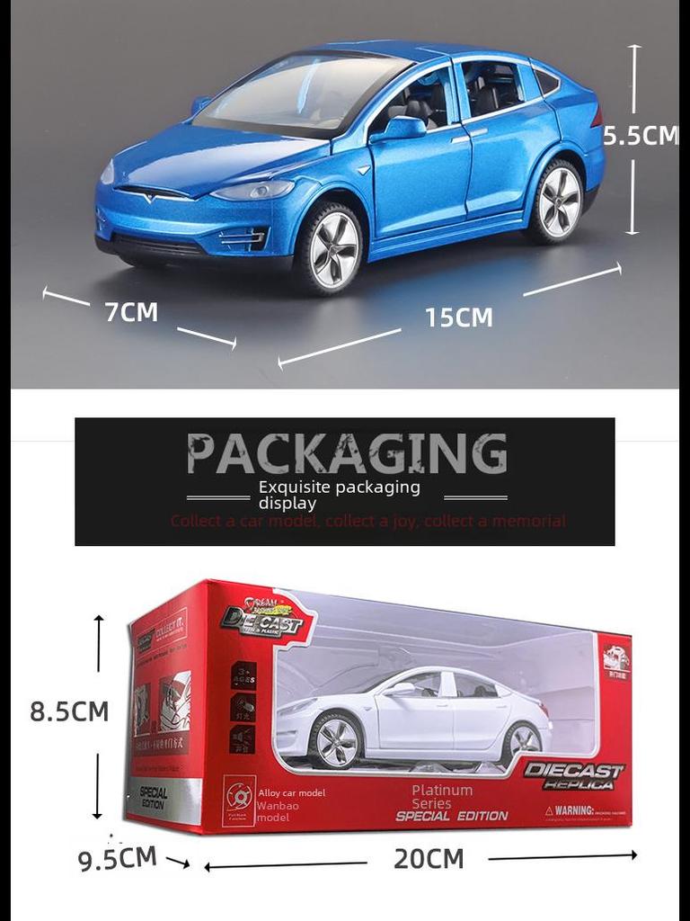 1:32 игрушечных литого автомобиля Tesla Model X со звуком, светом и открывающимися дверями - инерционный механизм для детей.