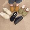 Snow Boots, Plus Size Plus Velvet Fur, Warm Sponge Cake, Thick-soled Slippers, No Heel, Cotton Shoes