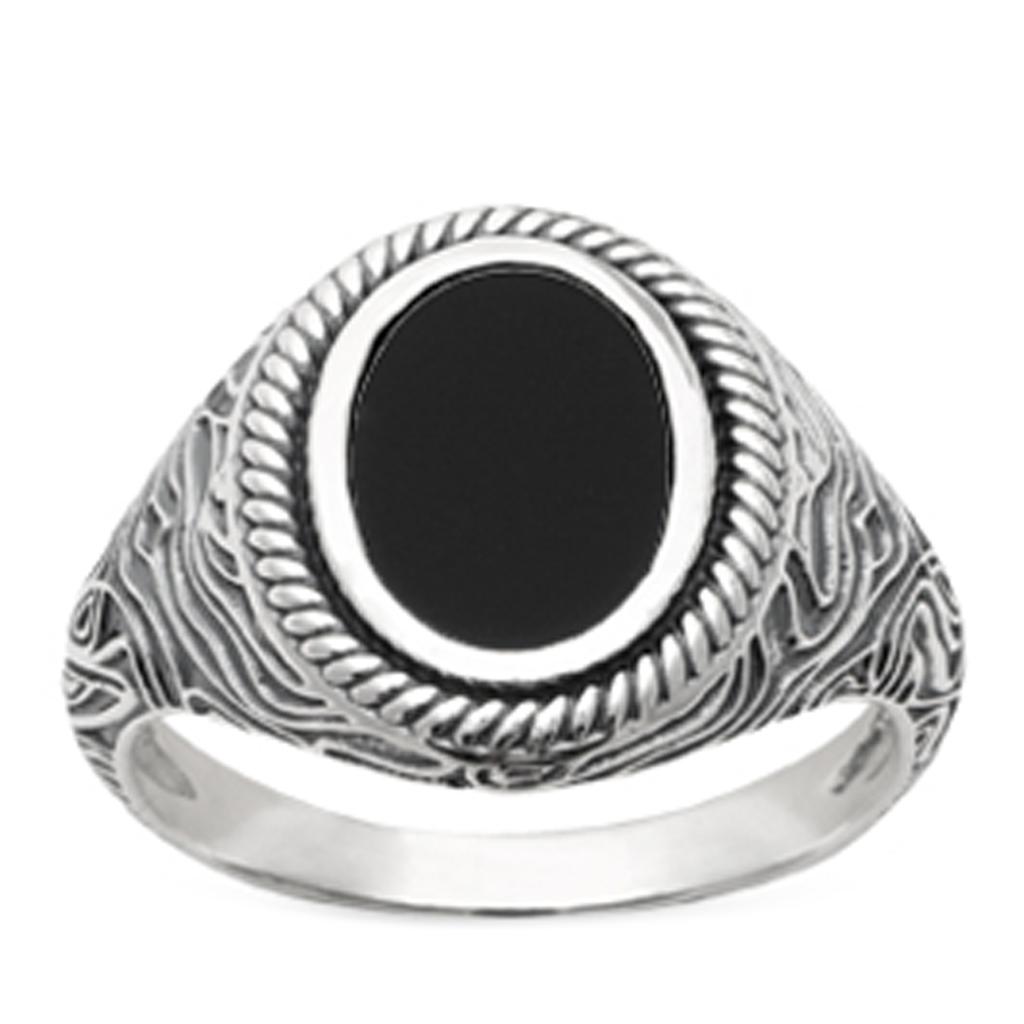 Silver Ring 'King' Black Silver (rhodium) - 17x13mm