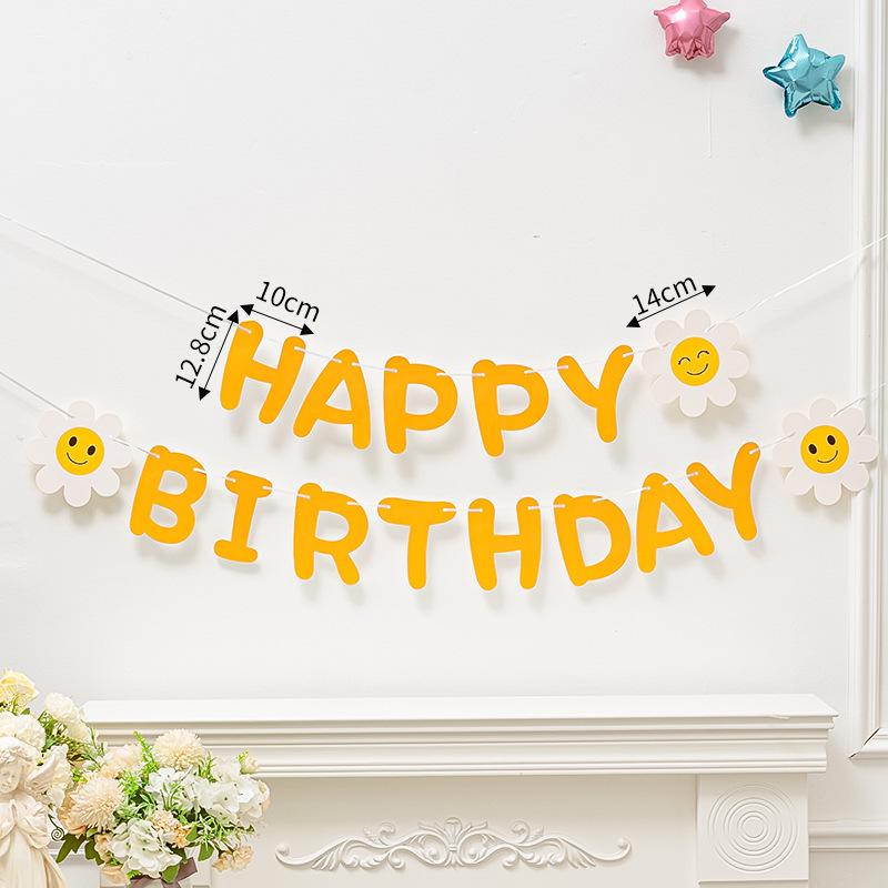 1-5pcs Birthday Flag Party Banner Flower ForHome Room Garland Children Flag Happy Birthday Party Atmosphere Decorations Supplies