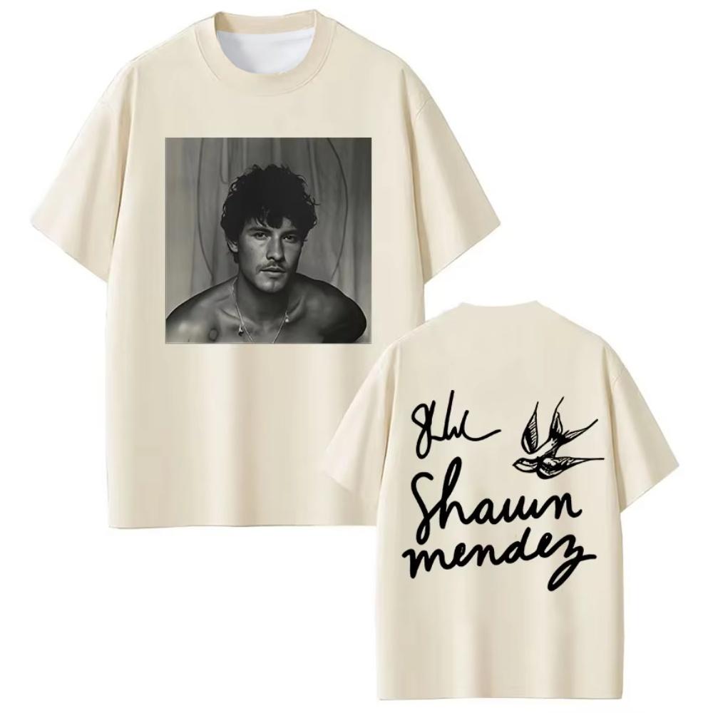 Rapper Singer Shawn Mendes On The Road Again Tour 2025 Album Merch T Shirt Men Fashion Oversized Short Sleeve T-shirt Streetwear
