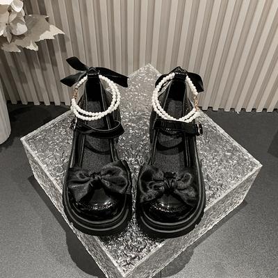 Новые весенние/осенние туфли с ниткой из бисера и узелком-бабочкой, женские туфли с неглубокой подошвой