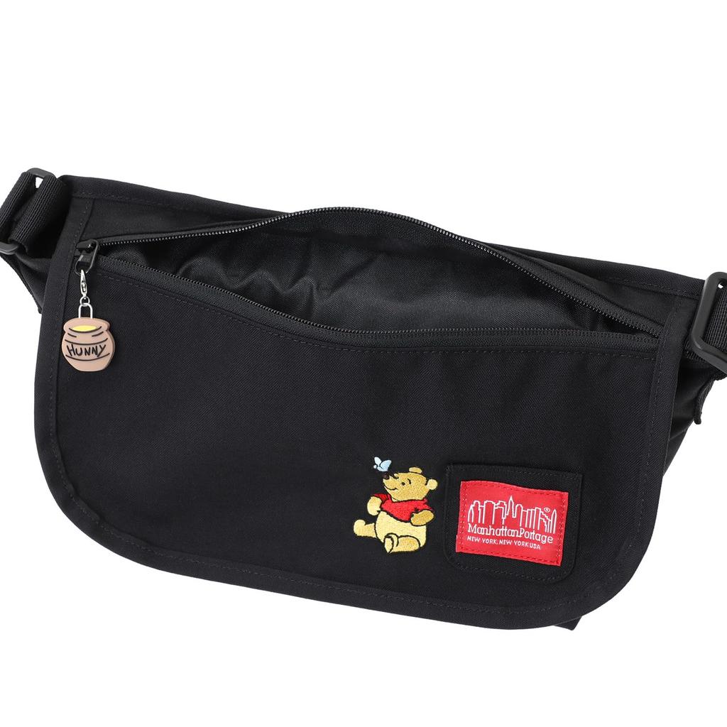 Nylon Messenger Bag JR SLIM FZP 500D CORDURA 25 POOH BLK