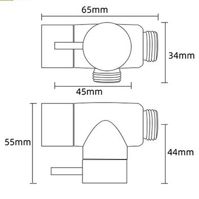 Латунный Современный Простой Душевой Смеситель Водоразделитель Вход Один Выход Два Водяной Клапан Черная Отделка Аксессуары для Душевой Лейки Ванной Комнаты 2
