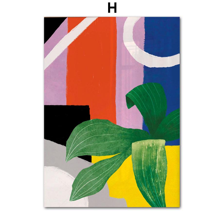 Ретро Цветы Ваза Листья Галерея Красочный Фанки Постер И Принты Настенное Искусство Холст Живопись Настенные Картины Для Декора Гостиной