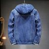 Men's Autumn and Winter Retro Hooded Denim Jacket  Coat Hooded Plus Velvet Windbreaker Thickened and Warm for Men