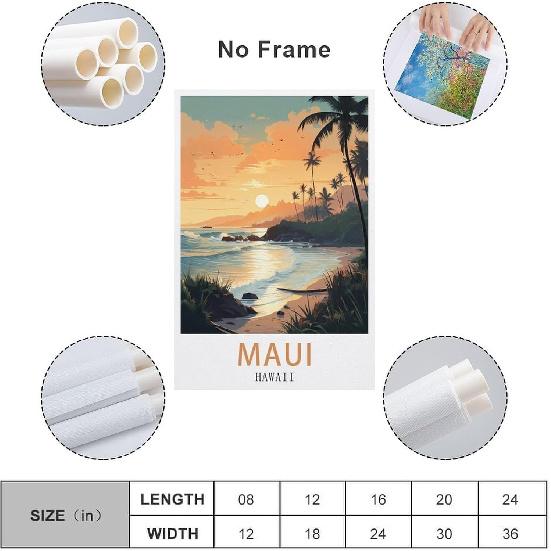 LNUYITR Hawaii Maui Vintage Travel Posters 08x12inch(20x30cm) Canvas Art Posters And Wall Art Picture Prints Modern Home Bedroom Decor Posters