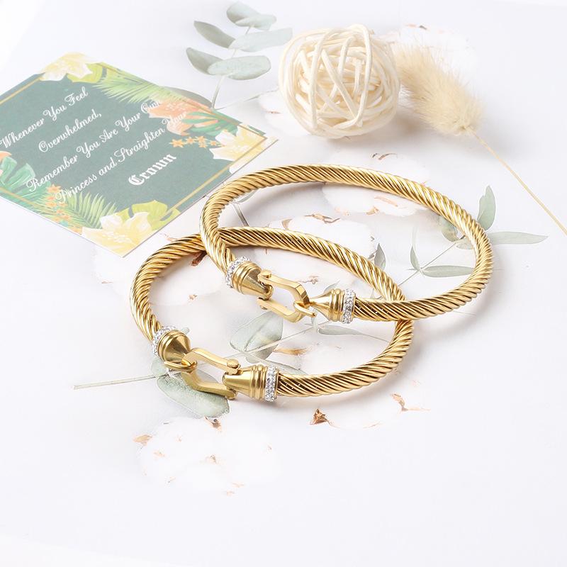 European and American 18K Gold Women's Popular Silk Twist Line Hook Jewelry Multi-diamond, Bracelet, Cable Bracelet