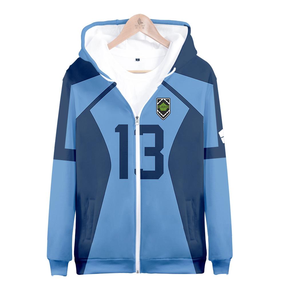 Аниме Blue Lock 3D Printed Zipper Hoodies Men Women Casual Fashion Hooded Oversize Hoodie Kids Zop Up Sweatshirt Suit Coat