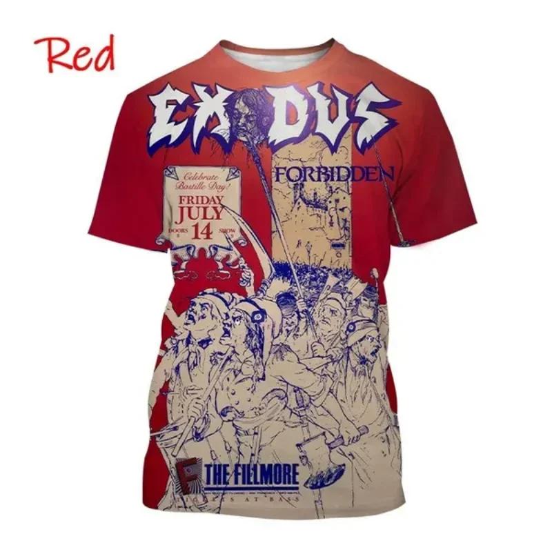 Metal Rock Exodus Band 3D Print O-Neck Tshirt Men Fashion Tees Casual Short Sleeve Oversized Y2K Harajuku Unisex Clothing