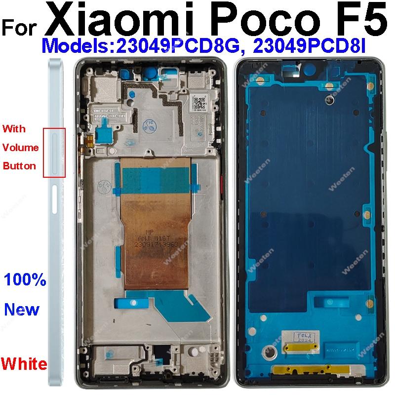 Middle Frame Housing For Xiaomi Poco F5 Poco F5 Middle Frame Holder Cover with Lens Frame Volume Key Replacement Repair Parts