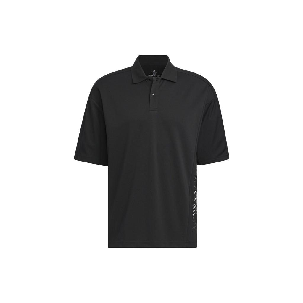 Adidas Tech Polo Shirt Letter Pattern Print Outdoor Quick-Dry Sports Short Sleeve Polo Men Polo Shirts Black IC4421