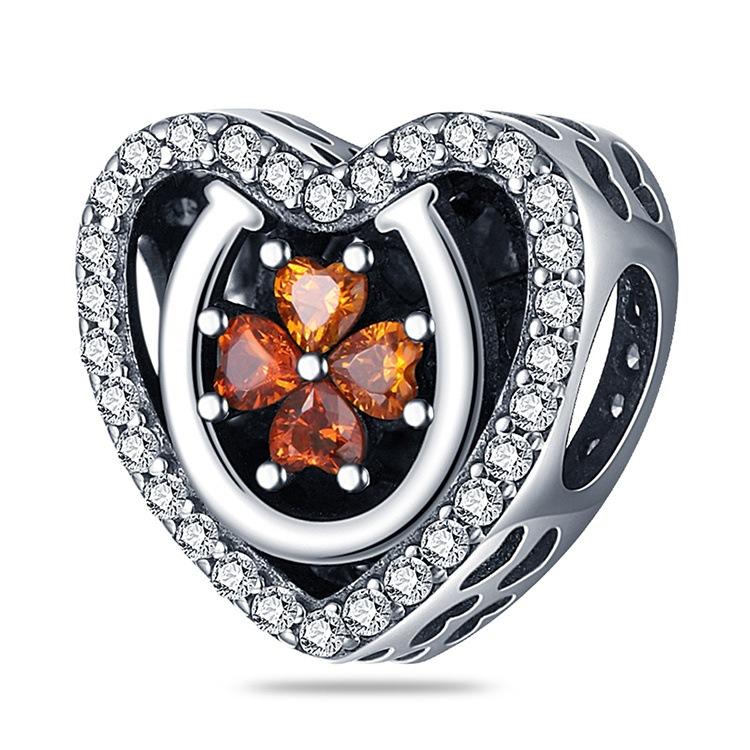 S925 Silver Charm Pendant Beads Romantic Heart Rose Beads DIY Jewelry Bracelet Accessories