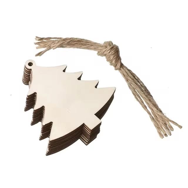 10/20/50Pcs Natural Unfinished Round Wood Slices With Hole,Blank Discs,DIY Crafts Wedding Party Christmas Home Decoration