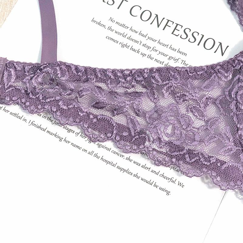 Женский кружевной тонкий бюстгальтер с цветочным принтом, удобный регулируемый сбор, нижнее белье большого размера, однотонный бюстгальтер на косточках, сексуальное женское белье 80B-95C