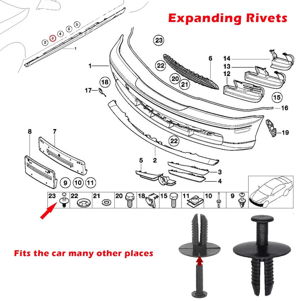 40Pcs Auto Fastener Clip Car Body Push Retainer Pin Rivet Bumper Door Fastener For BMW E46 Coupe E39 E23 E30 E31 E34 E36