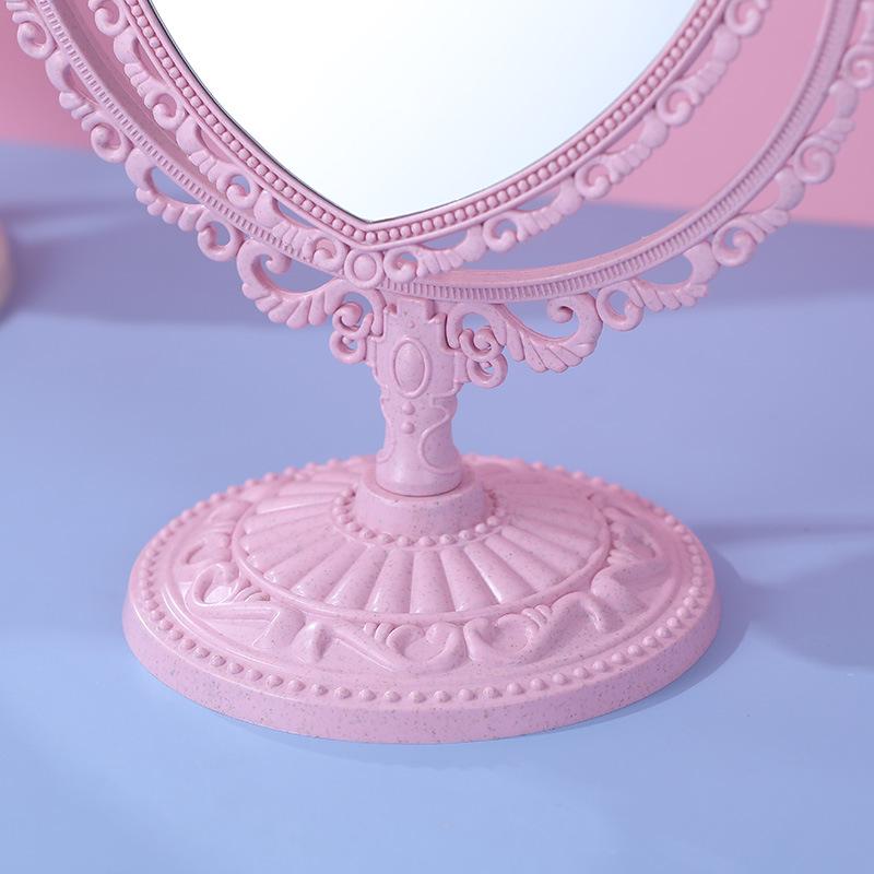 European Retro Double-Sided Rotating Makeup Mirror - Large Desktop Vanity Mirror for Dormitories