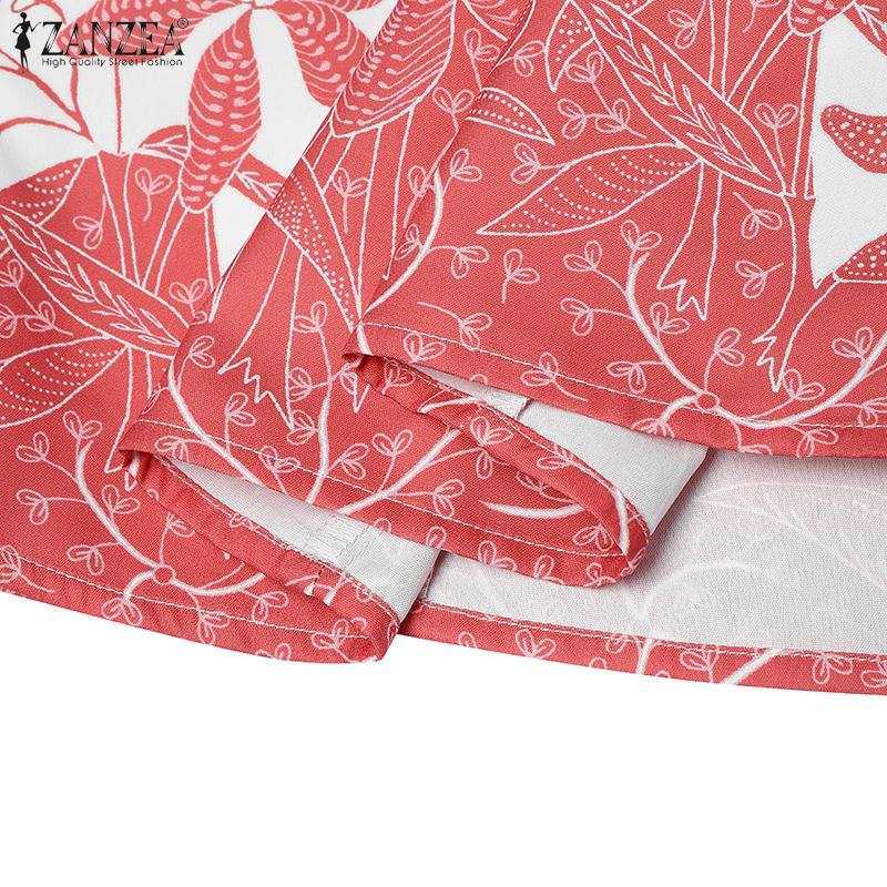 ZANZEA Women Casual Round Neck 3/4 Sleeve Loose Print Blouse