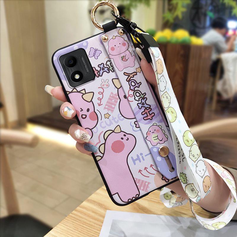 Cute Fashion Design Phone Case For TCL 305i Waterproof Kickstand Silicone Wrist Strap Wristband Cartoon Protective Ring