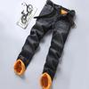 Новые осенне-зимние мужские утепленные и утолщенные джинсы эластичные узкие прямые универсальные джинсовые брюки