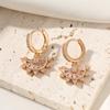 Golden Geometric Shape Dangle Earrings for Women 2025 New Fashion Drop Earring White Zirconia Jewelry Wedding Party Accessories