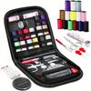 Portable Black Sewing Kit for Home, Beginners, Travel, DIY Sewing - Complete with Needles, Scissors, Threads, Measuring Tape & More