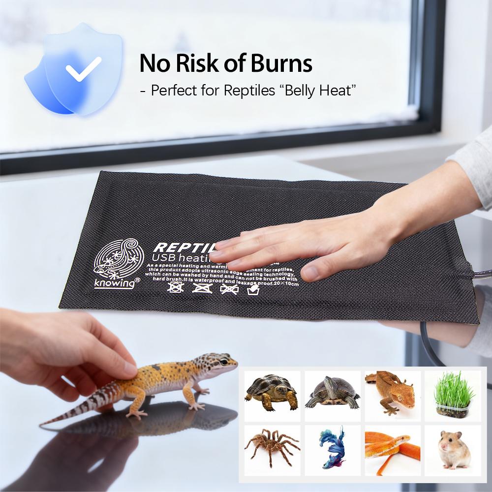 4W/7W/9W USB Carbon Fiber Heating Pad for Reptile Heating Mats 10x20cm 13x23cm 18x28cm Terrarium Climbing Pet Heating Warm Pads