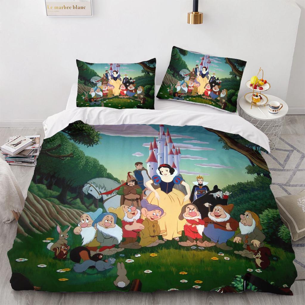 Snow White Anime Bedding Set Duvet Cover 100% Polyester Suitable For Children And Adults 3-Piece Set 1 Quilt Cover