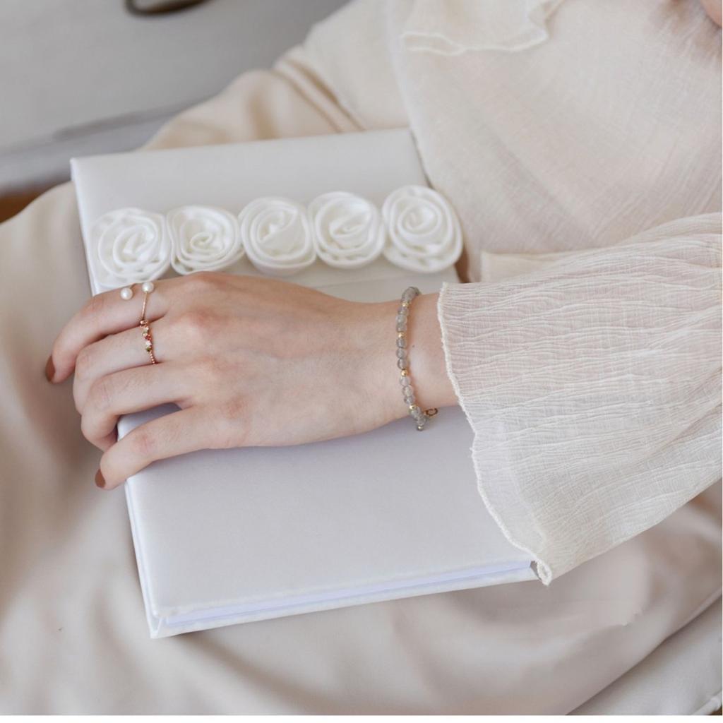 Lanyun Jewelry Простой серо-голубой натуральный лунный камень удлиненный камень браслет из 14-каратного золота браслет