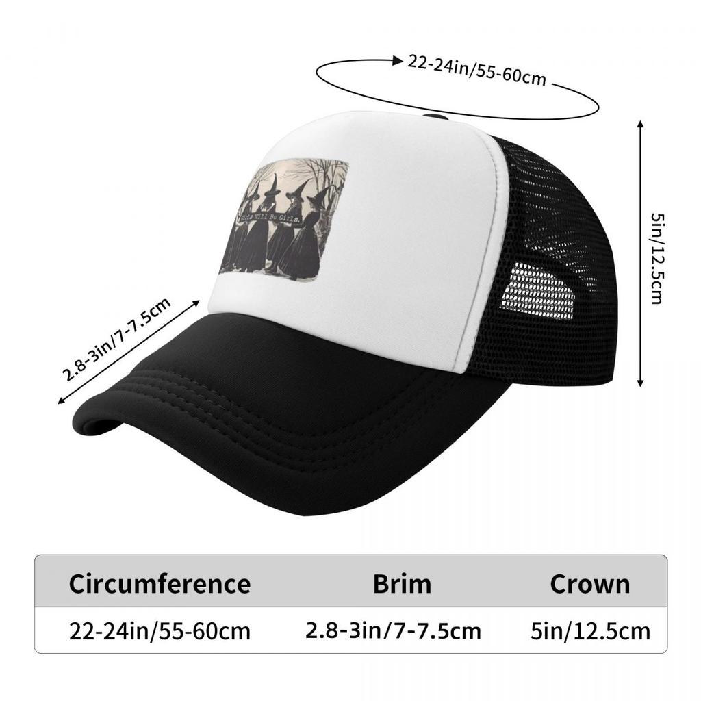 Hocus Pocus Girls Will Be Girls Witch Halloween Hiking Mesh Baseball Caps For Women Spring Female Beach Coquette Hat Trucker Cap