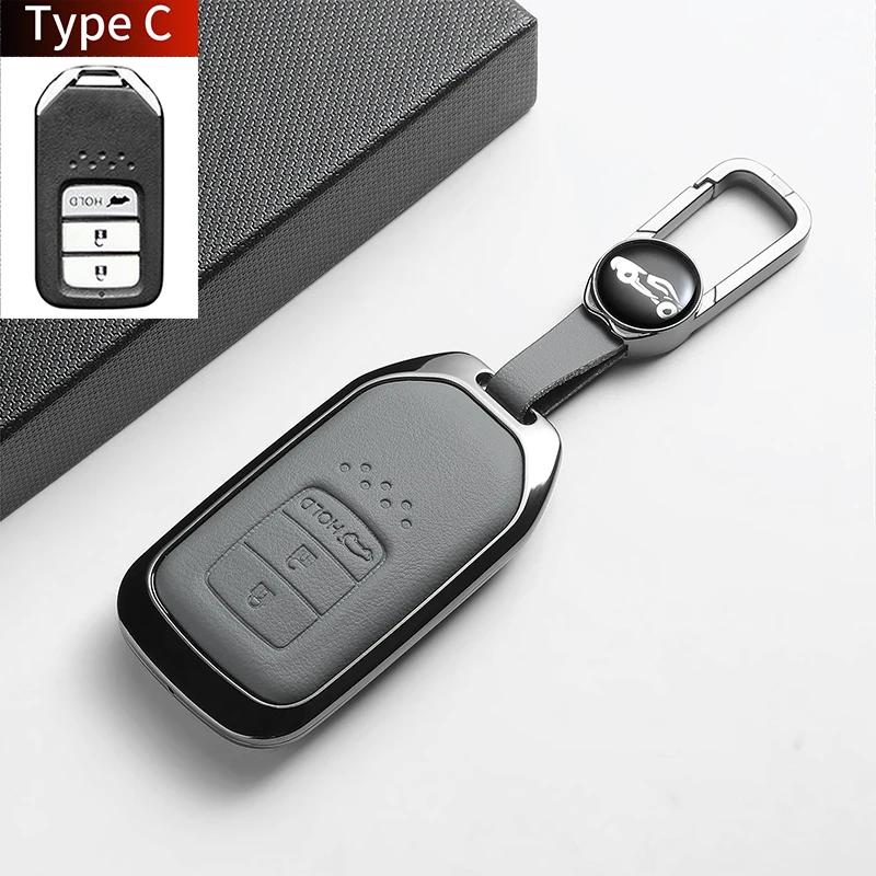 For Civic Accord CR-V For HR-V For Pilot Leather Car Key Case Cover Fob Auto Smart Protector Key Shell Decorative Accessories