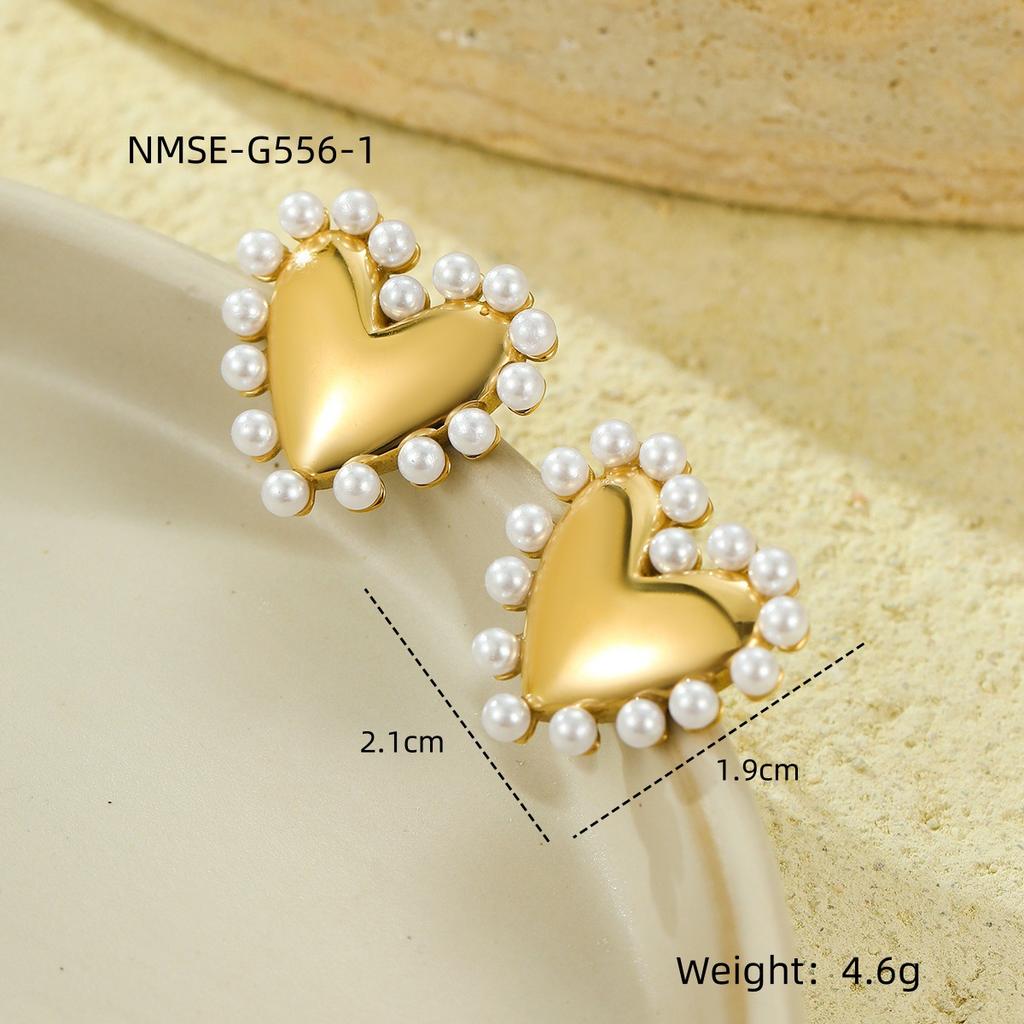 GEMCHIC Women's Stainless Steel Heart Stud Earrings - Minimalist Design Love Heart Earrings for Daily Wear