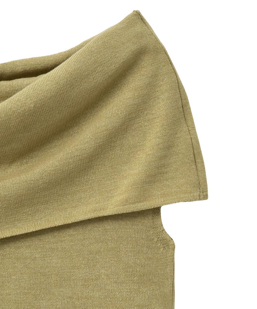 NOIRER FOR WOMAN Linen Off-Shoulder Knit (Light Khaki)