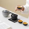 Travel Tea Set Ceramic Tea Pot Set Chinese Kung Fu Teapot Porcelain Gongfu Teacups Frosted Glazed Tea Cup Portable Bag 1 Pot 3
