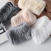 New Fashion Winter Women Real Rex Rabbit Fur Scarf Good Elastic Knit Genuine Fur Headbands Knitted Girl Natural Fur Ring Scarves