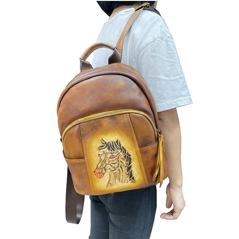 Johnature Винтажный рюкзак из натуральной коровьей кожи, женская сумка, многоцелевой большой вместительный дорожный рюкзак ручной работы