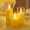 1/3Pcs LED Flameless Electric Candles Light Acrylic Glass Battery Flickering Fake Tealight for Wedding Party Christmas Decor