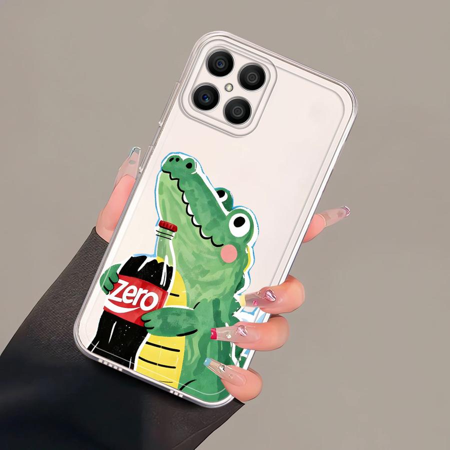 Чехол для Honor 90 Lite X9b X7b X9a X8a X8b X8 Мягкая накладка Мультяшный крокодил