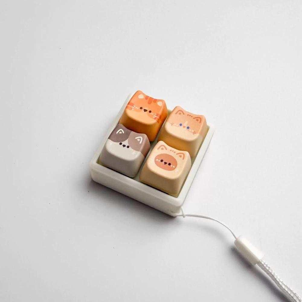 Keyboard Stress Relief Clicker 2/3/4/9 Keys Cat Fidget Keychain Anti-stress Toy Pendant Bag Charms