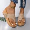 Fashion Ladies Shoes 2024 High Quality Open Toe Women's Slippers Summer Rome Solid Outdoor Casual Platform Wedge Large Size Slippers