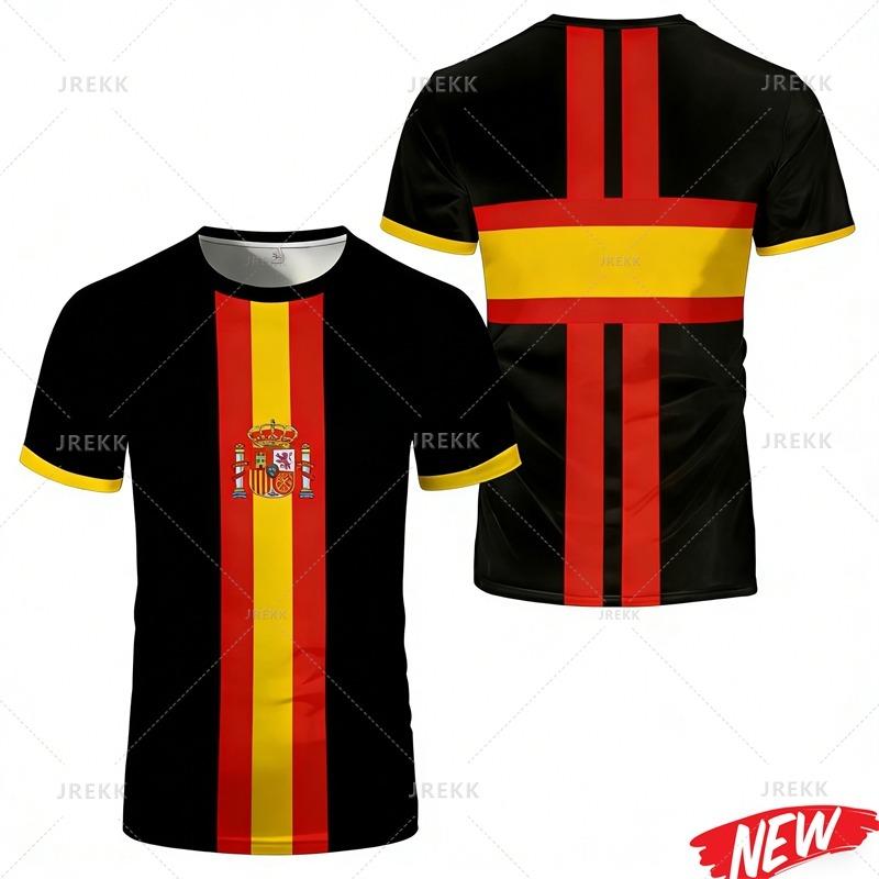 New Design Spain Flag Graphic T Shirt For Men Outdoor Sports Short Sleeve Tees 3d Printed Casual O-neck Oversized T-shirts Tops