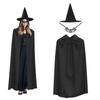 Женский костюм ведьмы, плащ ведьмы, шляпа ведьмы, кружевная маска для глаз, взрослый костюм ведьмы на Хэллоуин для Хэллоуина, маскарада, косплея