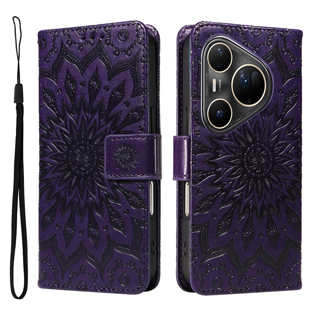 For Huawei Pura 80 Ultra Leather Wallet Case Sunflower Imprinted Phone Cover