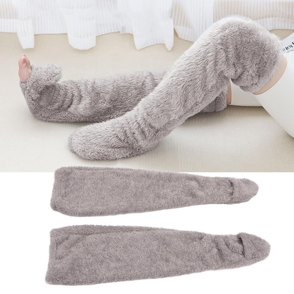 Зимние пушистые носки выше колена для дома, мягкие, толстые, дышащие, плюшевые чулки, гетры