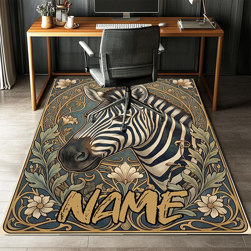 Custom Name LNTB002260915X1004==Zebra Printed Carpet,Rug for Office Chair Living Room Bedroom Kitchen Room Decor Gifts.